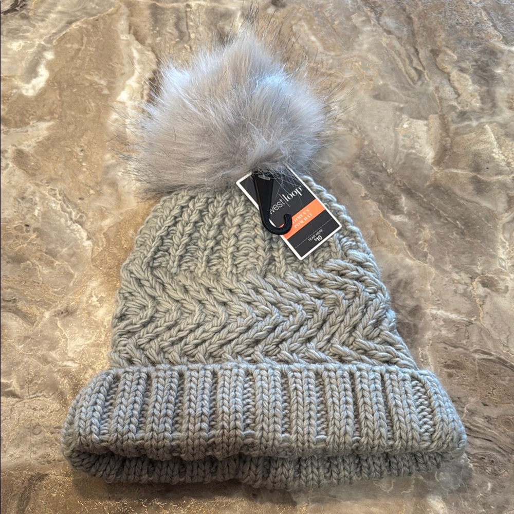 Gray knit winter hat